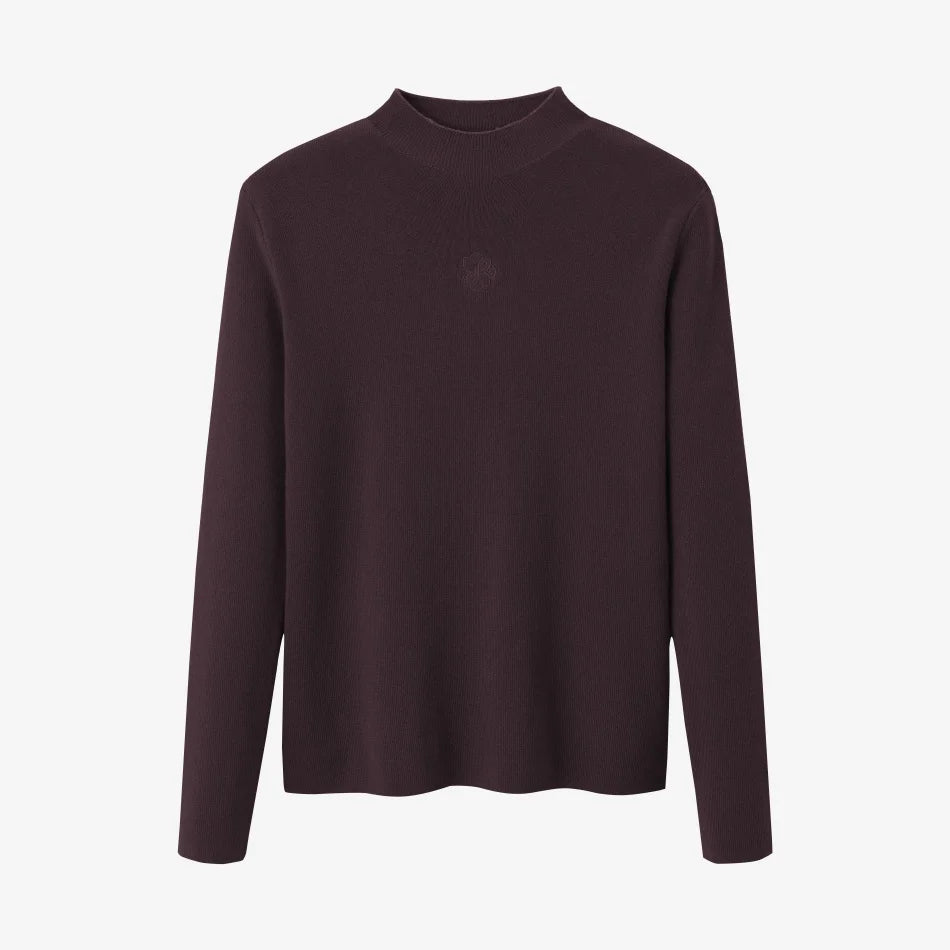AS AW26 fashion Embroidered knit mockneck top + Plaid buckle skirt match woman clothes