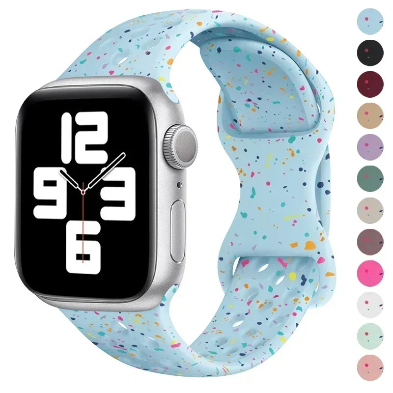 Original Silicone Strap For Apple Watch Band 49mm 44mm 45mm 40mm 42mm Breathable Correa for iWatch Series10 9 8 SE 7 6 Ultra