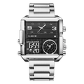 LIGE New Top Brand Luxury Fashion Men Watches Gold Steel Sports Square Digital Analog Big Quartz Watch for Man relogio masculino