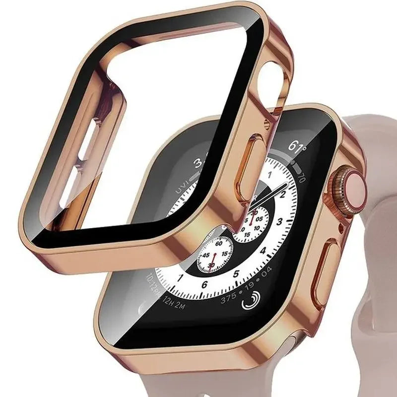 Glass+Waterproof Case for Apple Watch 7 8 9 45mm 41mm Screen Protector Hard PC Bumper for iWatch Series 6 5 4 SE 40mm 44mm Cover