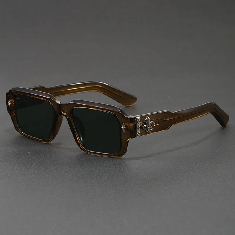 Retro Square Leopard Print Sunglasses For Men Women Fashion Punk Rectangle Sunglasses UV400