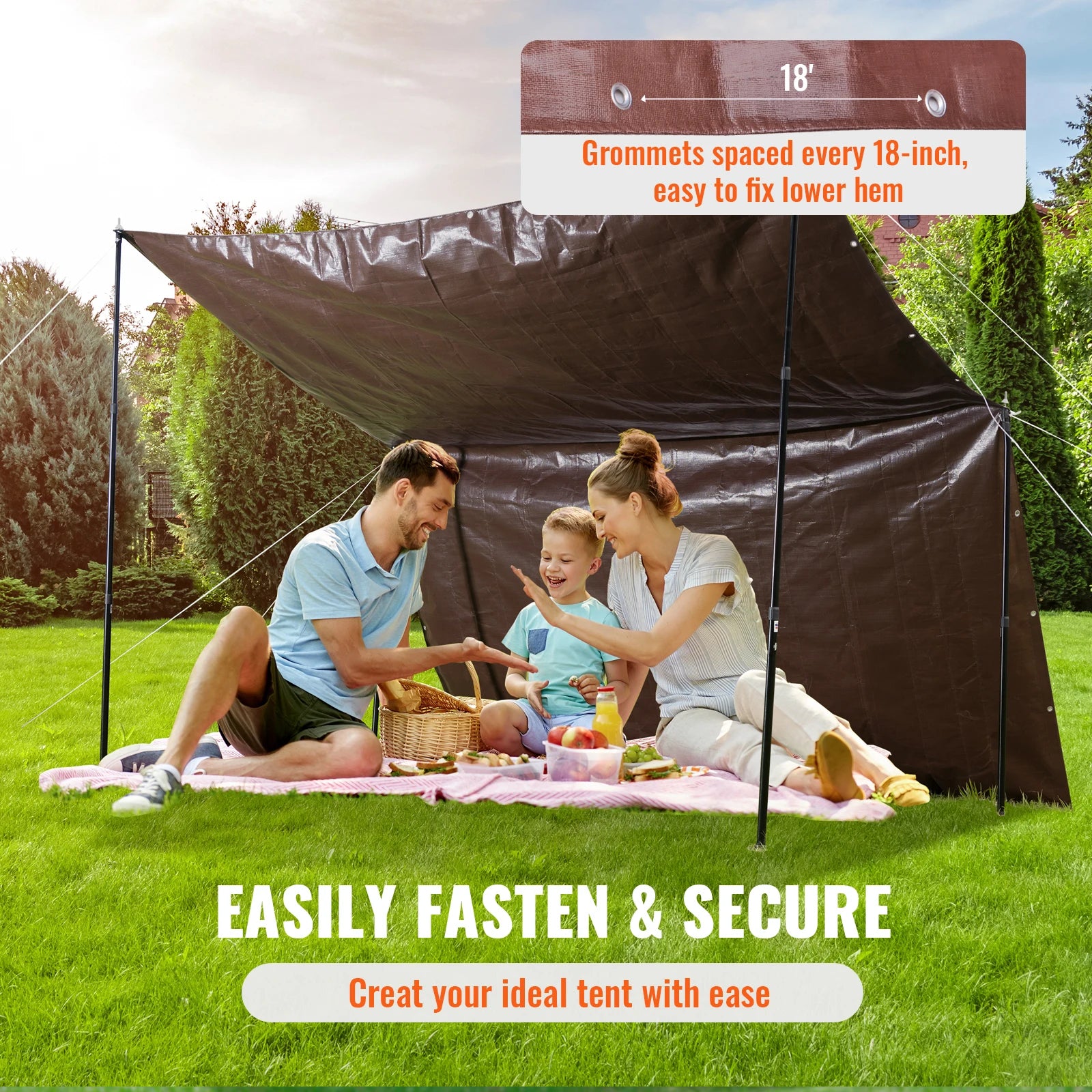 SucceBuy Heavy Duty Tarp Waterproof Tear Proof Poly Plastic Tarps Cover Multi-Purpose Outdoor Tarpaulin with Grommets for Truck