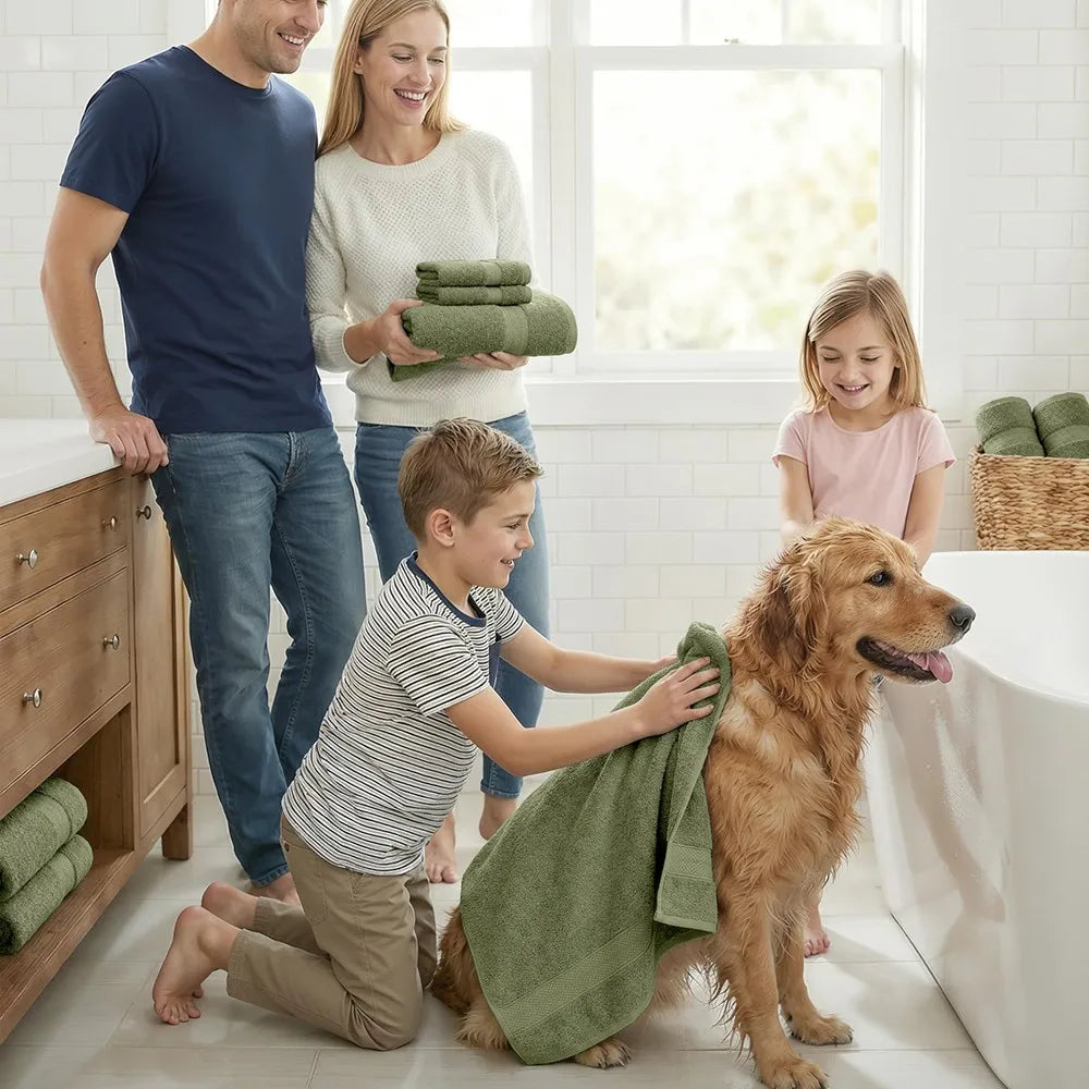 16 Piece 100% Cotton Towel Set, Soft Absorbent Quick Dry Bathroom Towels for Home Use