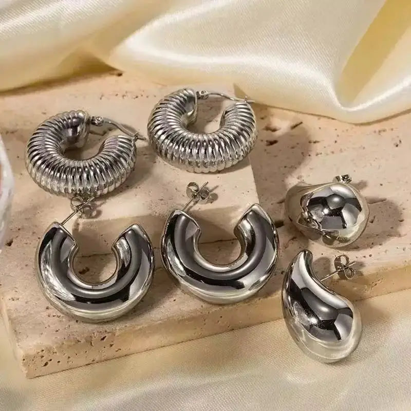 6PCS Simple Fashion Geometric Statement Women's Party Daily Wear Fashion Jewelry CCB Hollow Earrings