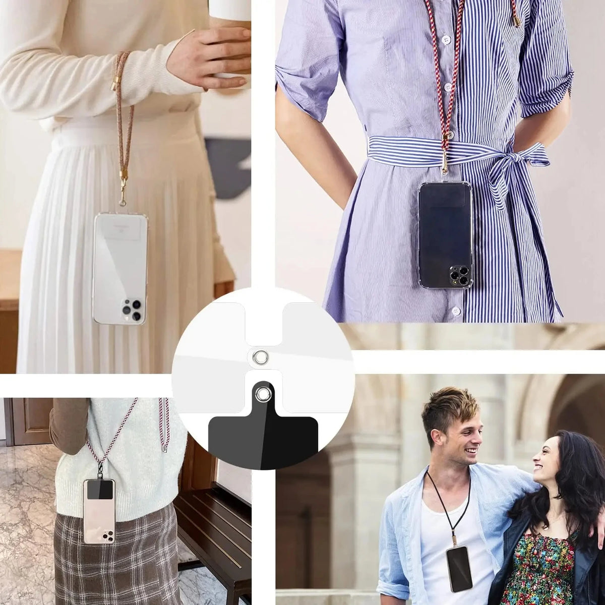 Transparent Matte Flexible Phone Lanyard Card Mobile Phone Universal Tether Tabs Hole Hanging Strap Patches Cord Clips Gasket