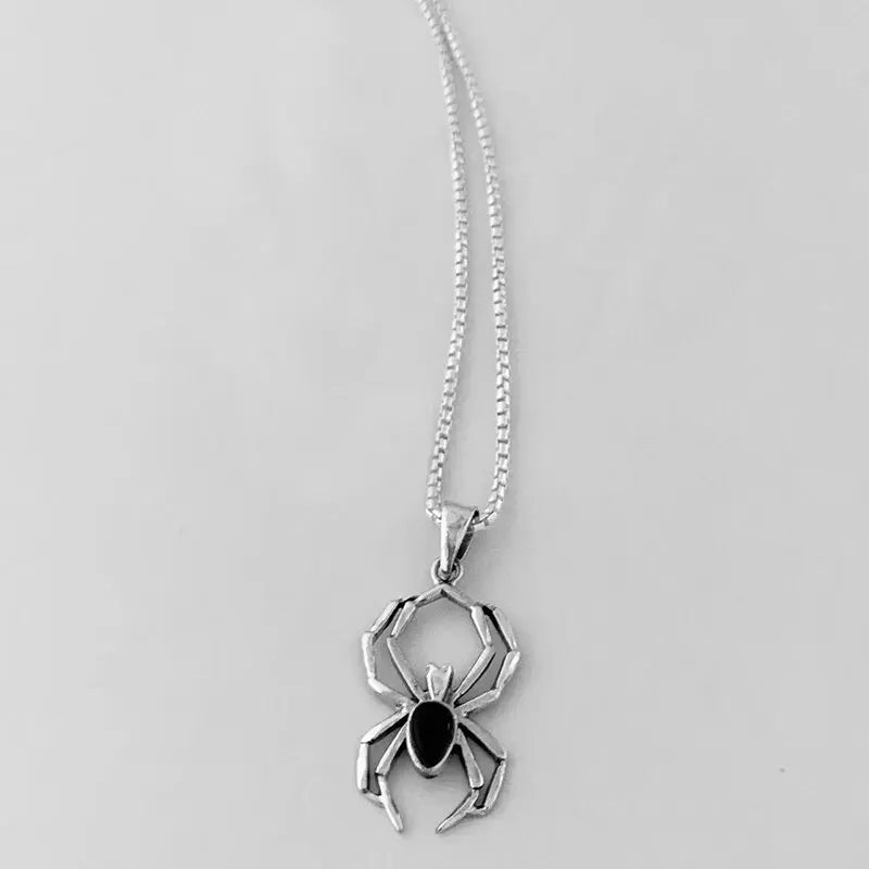 New 925 Sterling Silver Spider Necklace Personality Charm Simple Animal Pendant Collar Birthday Gift Women's Exquisite Jewelry