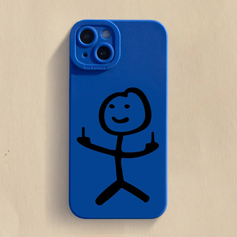 Cute Cartoon Matchman Matte Silicone Phone Case For iPhone 18 16 11 12 13 14 15 17 Pro Max XR XS X 7 8 Plus 16E Soft Back Cover