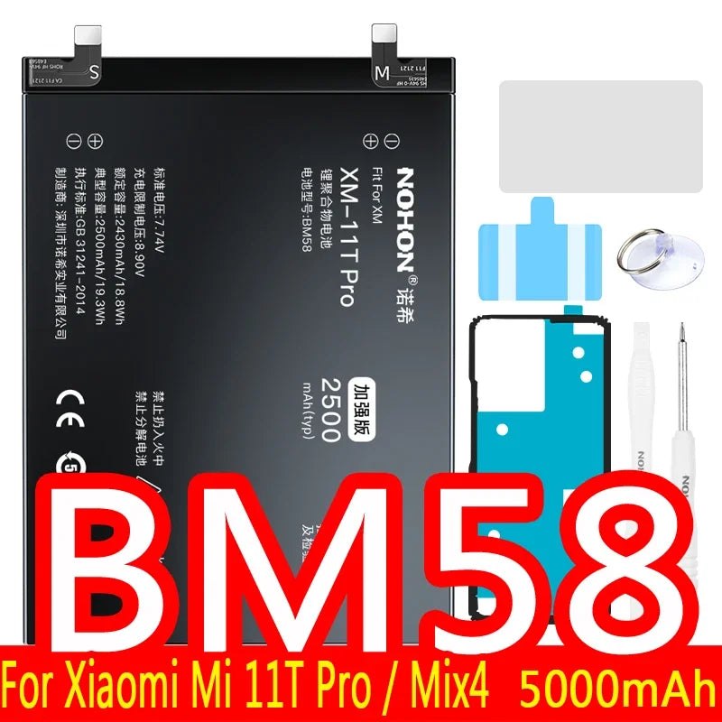 NOHON BM59 BM4E BM4F BM4W Battery For Xiaomi Mi 11T 8 Lite 9 SE 9T Pro 10T 10 Ultra 11 12 10S 12S 12X Mix 4 A3 POCO F1 Batteries