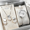 4pcs Elegant Pearls Women Watch Jewelry Set Fashion Opening-cuff Bangle Ladies Quartz Wristwatches Relogio Feminino（Without Box）