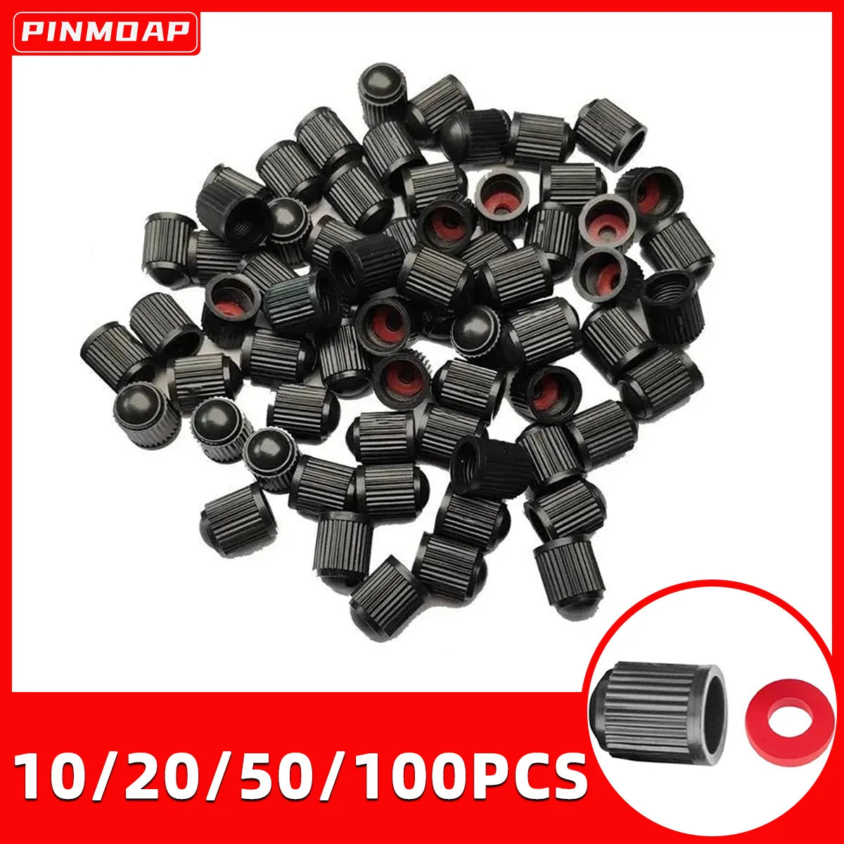 PINMOAP Automotive Tire Valve Cover Dustproof And Waterproof Cap With O-Gasket General Motors Motorcycle Bicycle Valve Cover