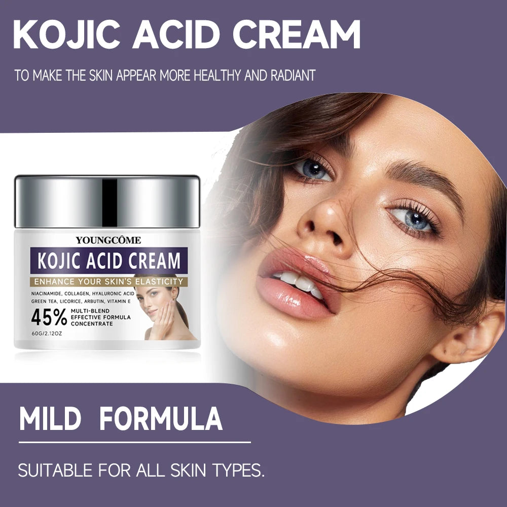 Kojic acid face cream containing collagen,hyaluronic acid,Improves the texture ofskin,Dark Skin BrightenSerum Fade Fine Lines