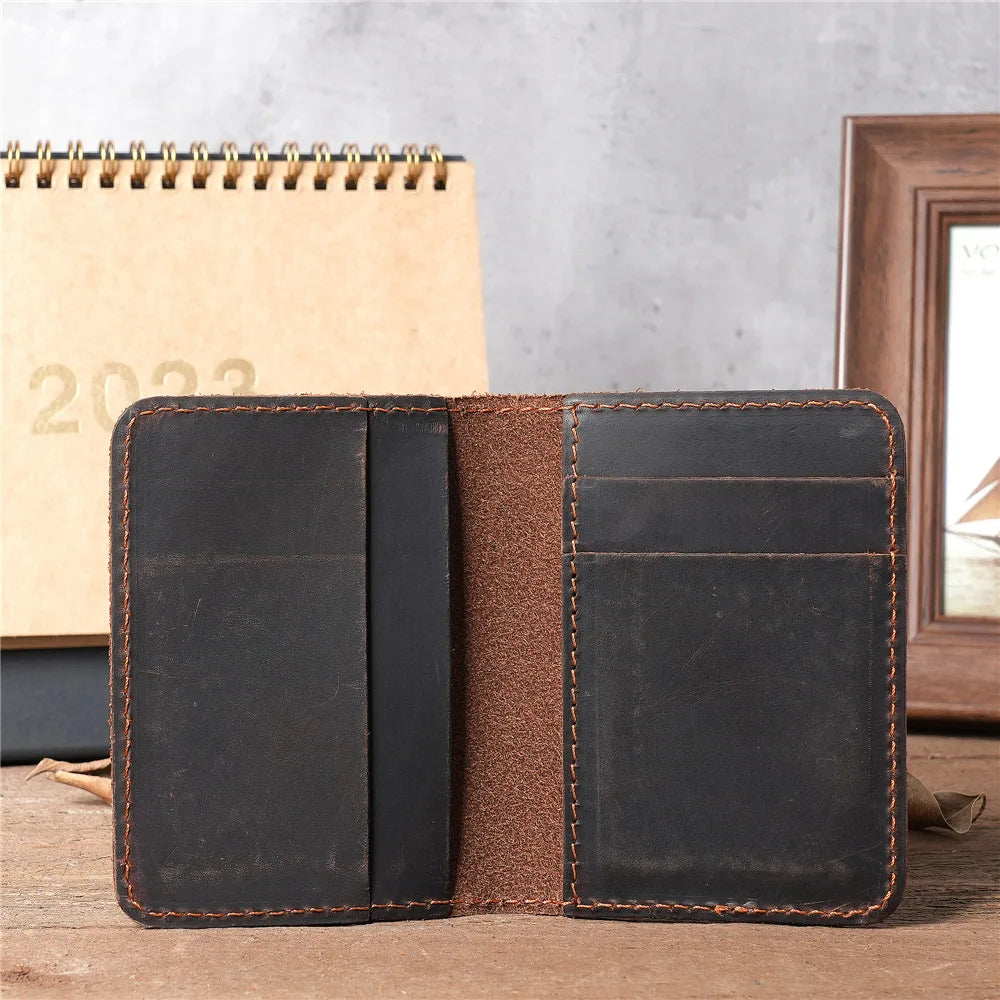 Unisex Genuine Leather Rfid Credit Card Holder Wallet for Women Vintage Small Slim Bifold Men Multi Card Holder Case Purse