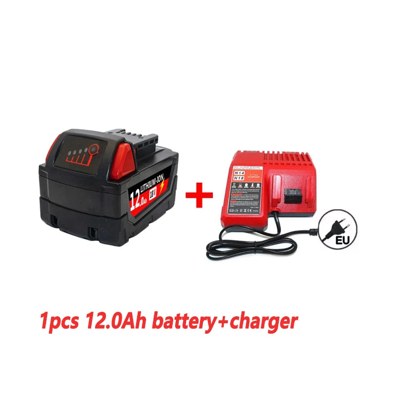 For Milwaukee M18 Power Tool Battery, Charger, BR, XC, 18V 6.0Ah M18B5, 48-11-1860, Milwaukee 18V Battery Built-in 18650 Battery