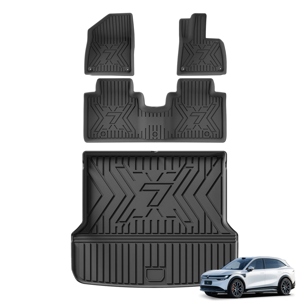 LUCKEASY Left /Right Drive for Zeekr 7X 2024-2026 Car Floor Mats Cargo Liner Backrest Trunk Pad Foot Mat All Weather Accessories
