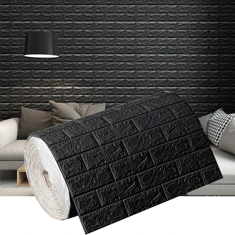 3D Decorative Faux Brick Wallpaper 70cmx100cm Self Adhesive Waterproof Stain Resistant Wall Sticker Kitchen Living Room Decor