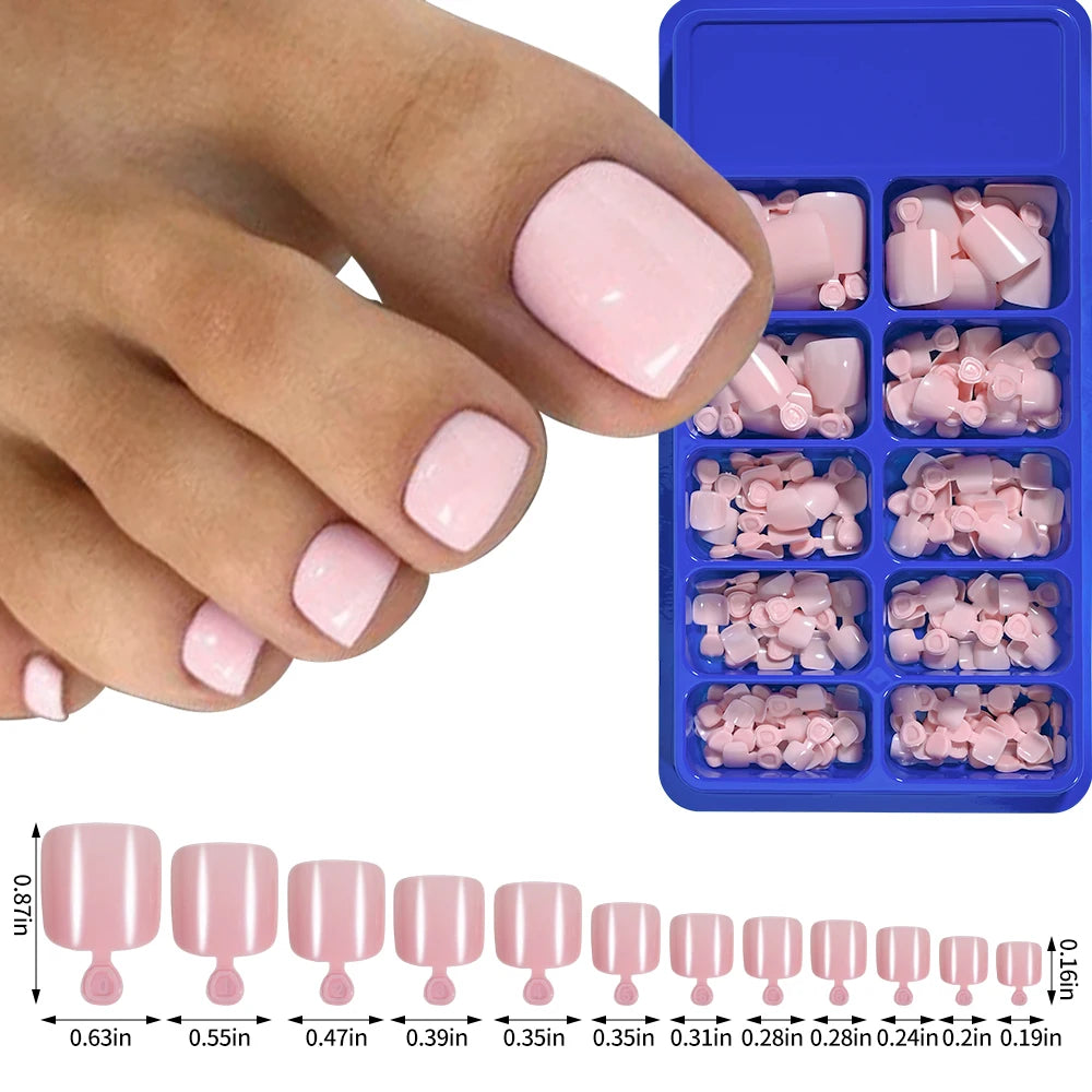 100pcs Classic White Fake Toenails Short Square Full Cover Press On Toenail Artificial False Toe Nails Tips for Women Daily Wear
