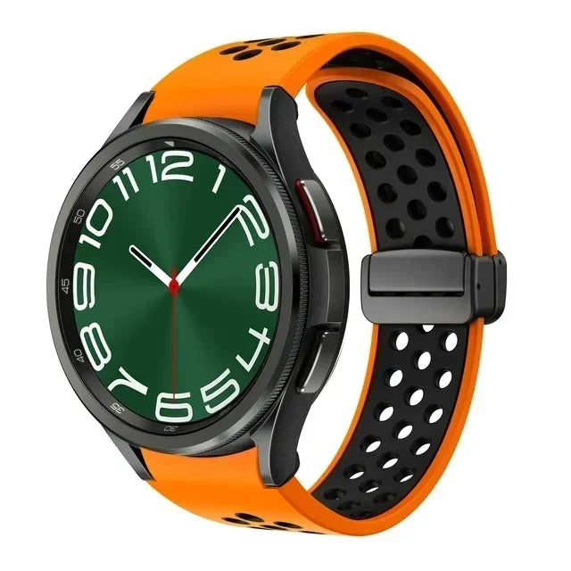 Magnetic Silicone Band for Samsung Galaxy Watch 6 Classic 43 47mm 4 42 46mm 5 Pro 45mm No Gaps Loop Strap for 4/5/6 40 44mm