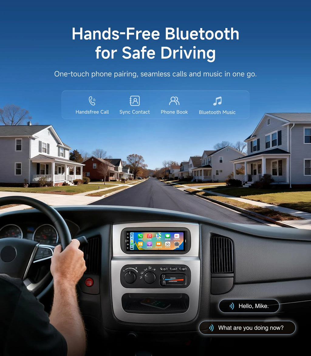 DRNVIYNC 6.9 Inch IPS 1280*480 Touch Screen 1Din Car Radio Wireless CarPlay Android Auto MP5 Player Bluetooth FM USB Car Multimedia Stereo It Mini Microphone Universal Auto Radio Head Unit Carplay Screen Autoradio GPS Navigat
