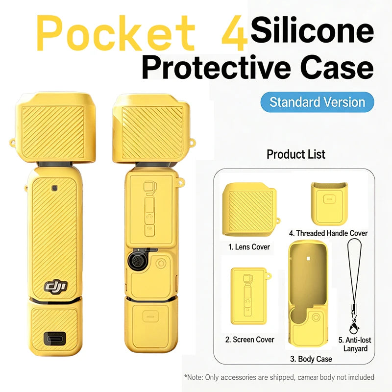 New Silicone Protective Case Set for DJI Pocket 4 Scratch-resistant Shock-resistant Protective Case for Camera Shell Accessories