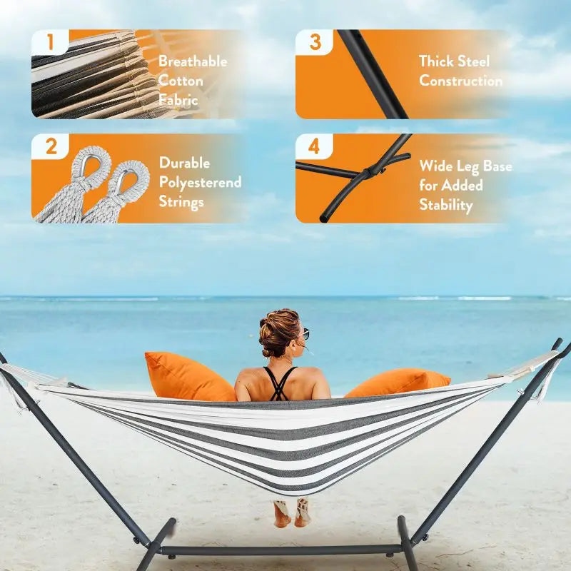 Gyroor Adjustable Stand Hammock - 600lb Capacity Stylish Hammock Bed with Storage Bag for Outdoor Relaxation