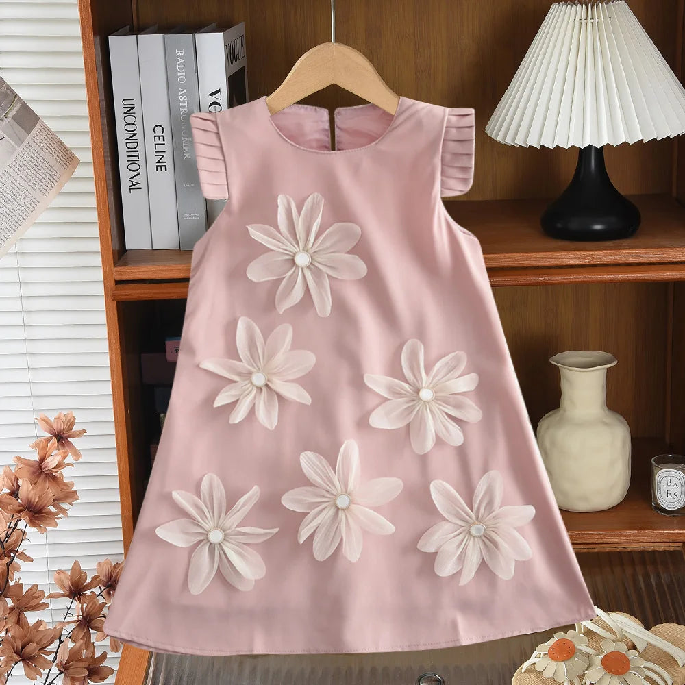 Black Bow Decoration Princess Dresses Korean Version Summer New Sleeveless Girls Dress Sweet and Simple Children's Clothing