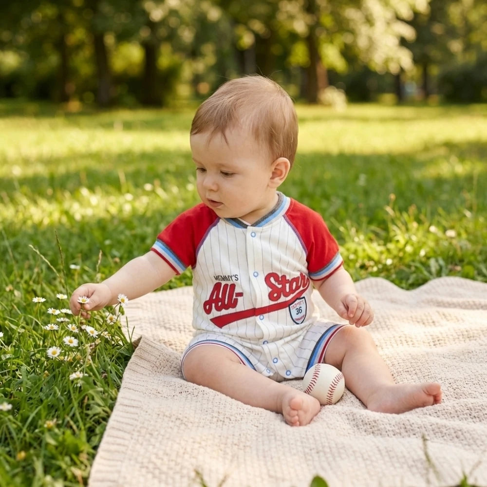 Summer Comfortable Baby Boy Jumpsuits 0 to 18 Months Rompers Boys Clothes Cotton Short Sleeve Bodysuit Sports Onesie Overalls