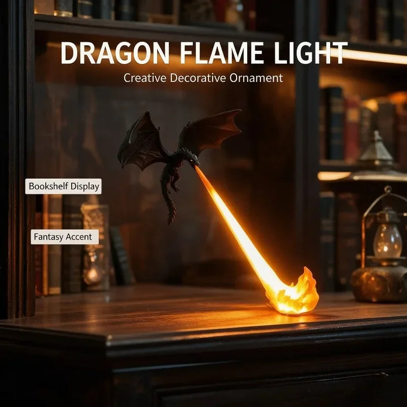 Fire-Breathing Dragon LED Light 3D-Printed Flying Dragon Desktop Decorative Lighting, Bedroom Ornament, Halloween Birthday Gift