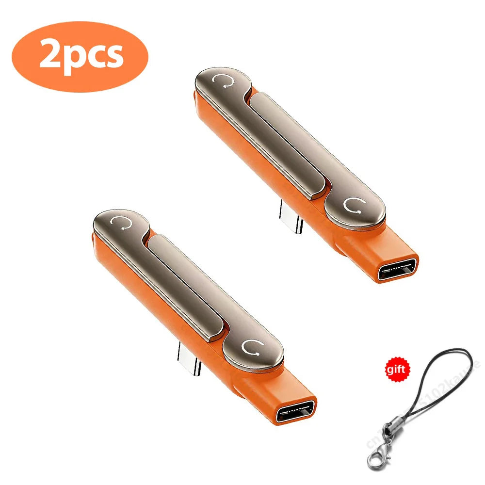 1/2/3PCS Type C Phone Charging Bracket Adapter 240W Fast Charging OTG Type-C Male to USB-C Female Converter With Foldable Holder
