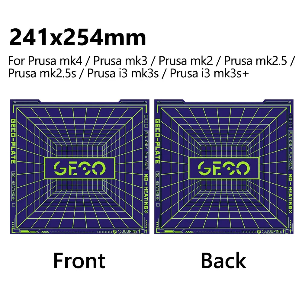JUUPINE GECO PLA Plate For Bambu Lab Build Plate H2D/H2S/P2S/X1/P1/A1/K2 PLUS/Centauri Carbon Upgrades Cold Plate Super Adhesion