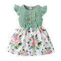 1-5 Years Toddler Girl Dress Fly Sleeve Flowers A- Line Princess Dress Children Summer Lovely Daily Holiday Dresses for Kids Gir