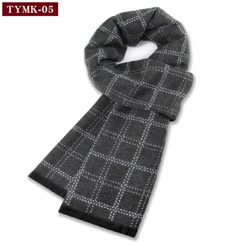 Plaid Scarf Man Black Winter Warm Wool Scarf For Men Cashmere Scarves Casual Male Long Pashmina Outdoor Shawls Man Muffler Gift
