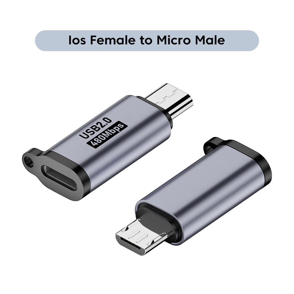 Micro USB To Type C Adapter Mini USB To USB C 480Mbps Fast Data Charging Connector USBC To Lightning Adapter For iphone Android