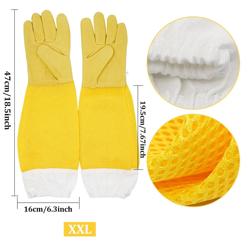 Beekeeper Beekeeping Gloves Protective Sleeves Ventilated Professional Anti Bee for Apiculture Beekeeper Prevent Beehive tools