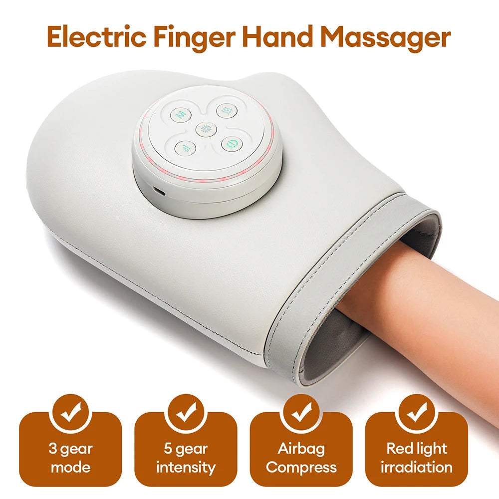 Electric Hand Massager Air Pressure Kneading Wrist Massager Airbag Finger Massage Glove Hot Compress Acupoint Finger masajeador