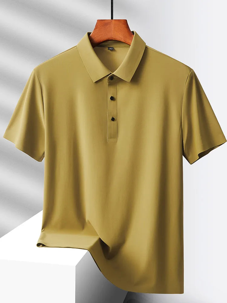 Selected popular nylon fabric, dad's summer clothing, middle-aged men's short sleeved T-shirt, summer ice silk quick drying, mid
