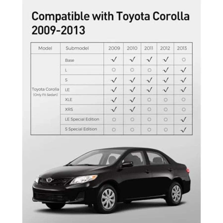All Weather Floor Mats for  Corolla 2009-2013 Sedan Only TPE Black Rubber Car Liner Full Set Fit Matrix  2009 2010