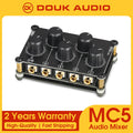 Douk Audio Portable 4 Channel Analog Stereo Audio Mixer Mini Passive Line Mixer for Live Studio Recording Sound Mixing Console