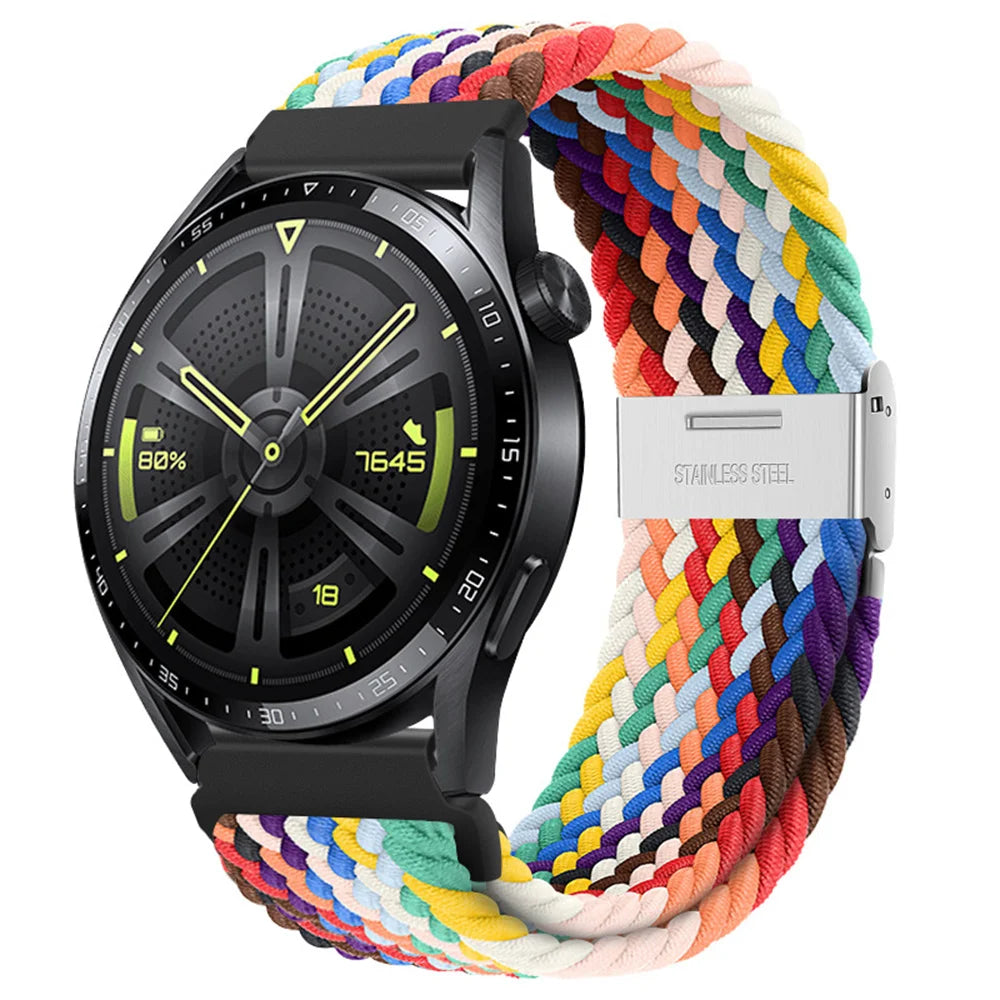 22mm 20mm Nylon Strap For Samsung Galaxy Watch 6 5 4/Gear S3 Magnetic Buckle Metal Adjustment Band For Huawei IWatch 4 GT2/3 Pro