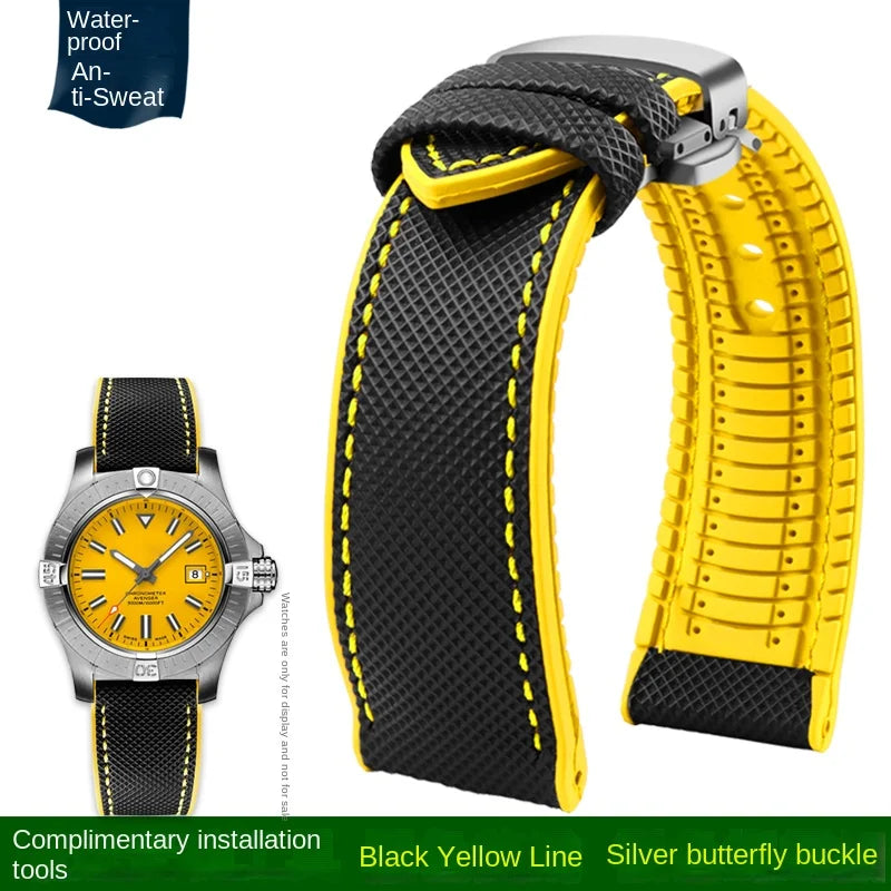 For Longines Seiko water ghost Hamilton series nylon rubber Bottom watch strap 20mm 22mm 23 Strap Men soft Waterproof Wrist Band
