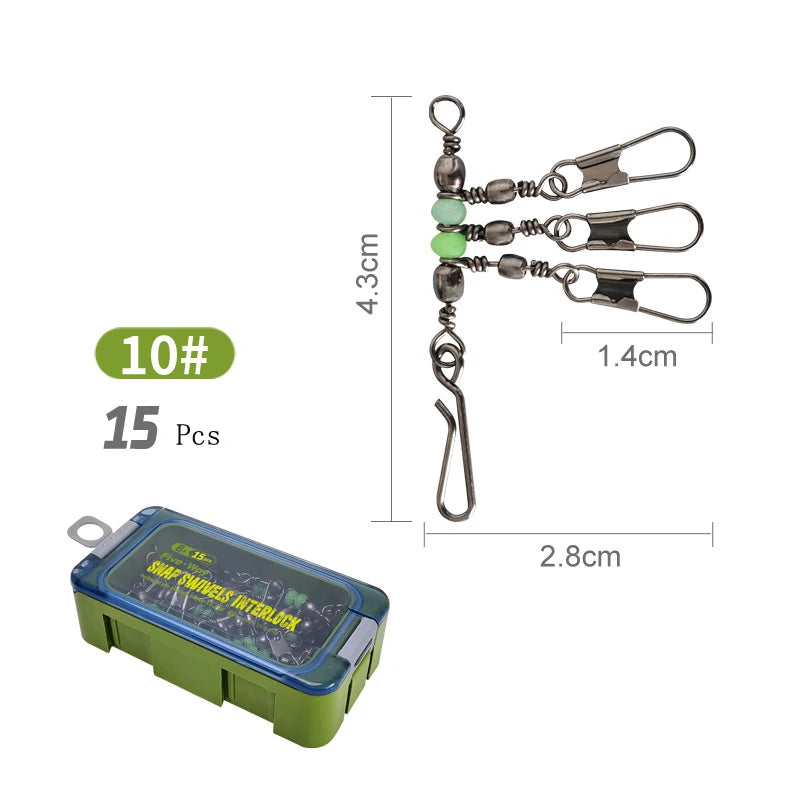 8 # 10 # Luyamu Shrimp Fishing Group Luminous Ball Bearing Rolling and Rotating Solid Ring Buckle Set Pin Set Fishing Connector