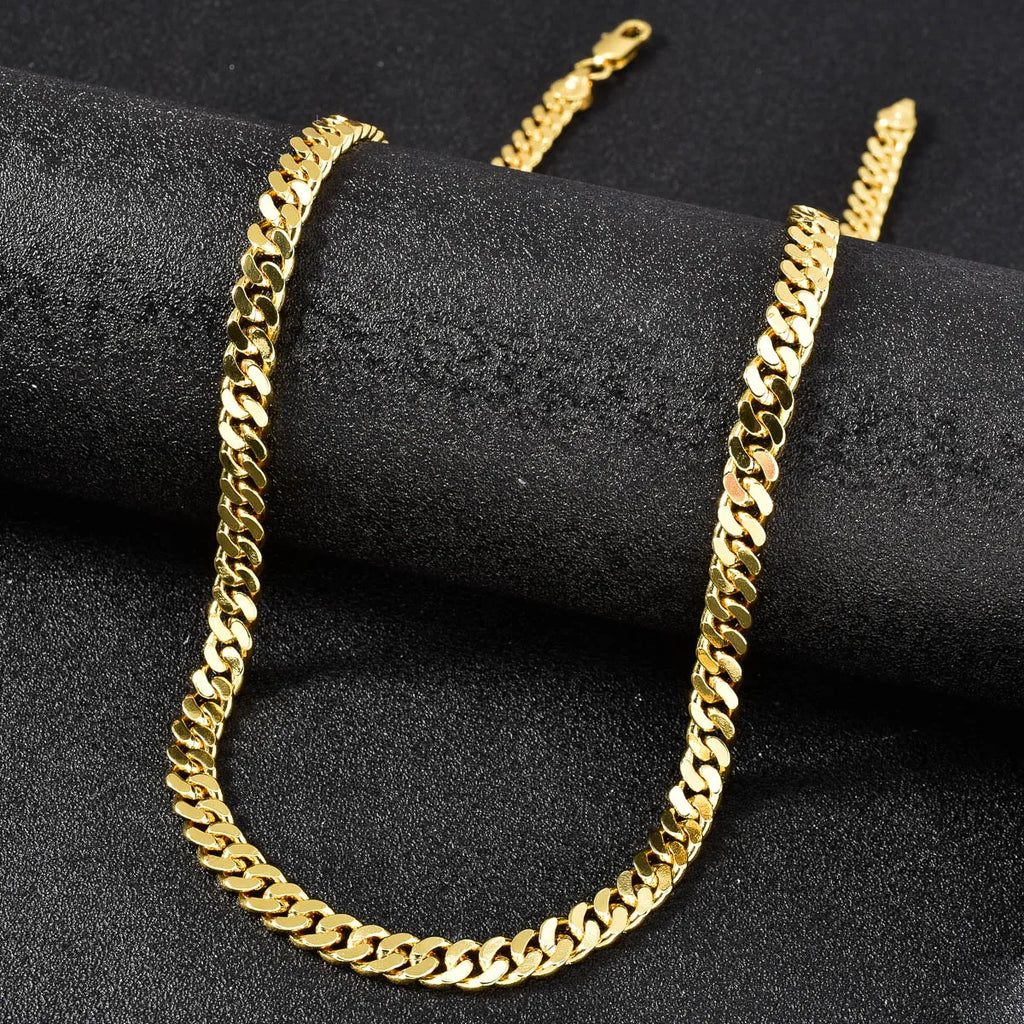 Italian 750 Cuban Chain Necklace For Men And Women Luxurious 18k Gold-Plated Hip-Hop Punk Suitable For Parties New Year Jewelry