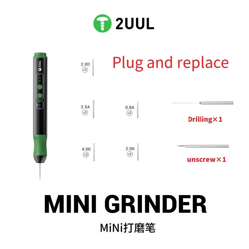 2UUL DA86 MINI GRINDER Cordless Rotary Tool U8 Drill Easy to Operate Auto-Remembers Last Gear for Mobile Motherboard Kits