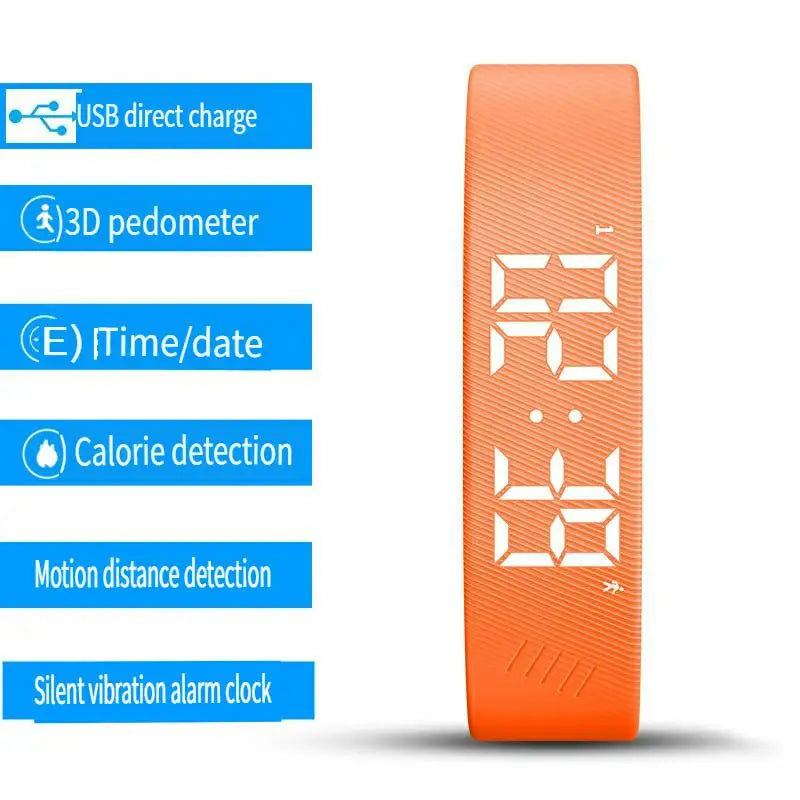 Smart Bracelet LED Digital Vibration Alarm Wrist Waterproof Smart Clock Smartband With Running Pedometer Monitor Smart Band