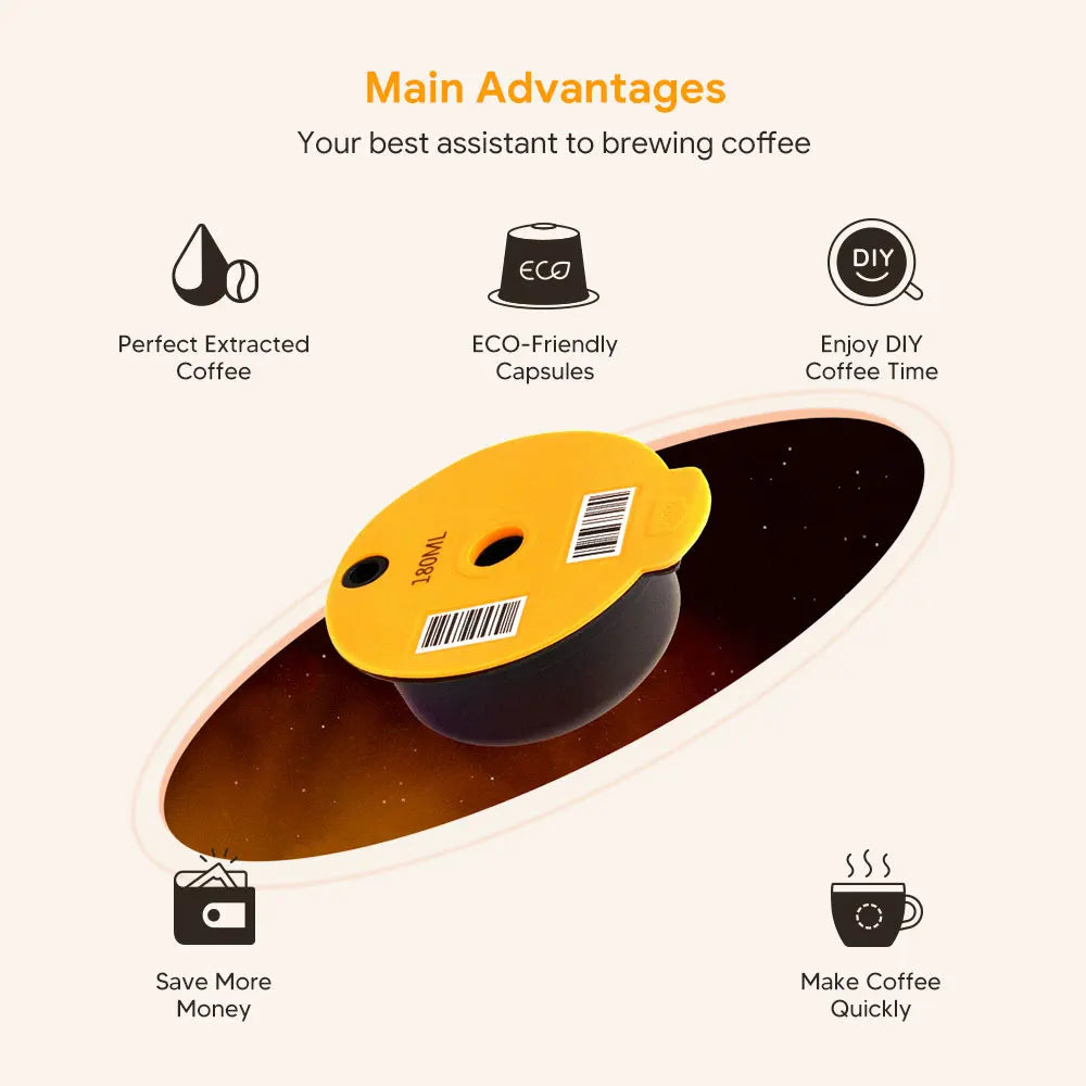 icafilas Refillable Coffee 60/180/200/220ML Capsule for Bosch Tassimo Machine Reusable Coffee Filter Pod Espresso Adapter Maker