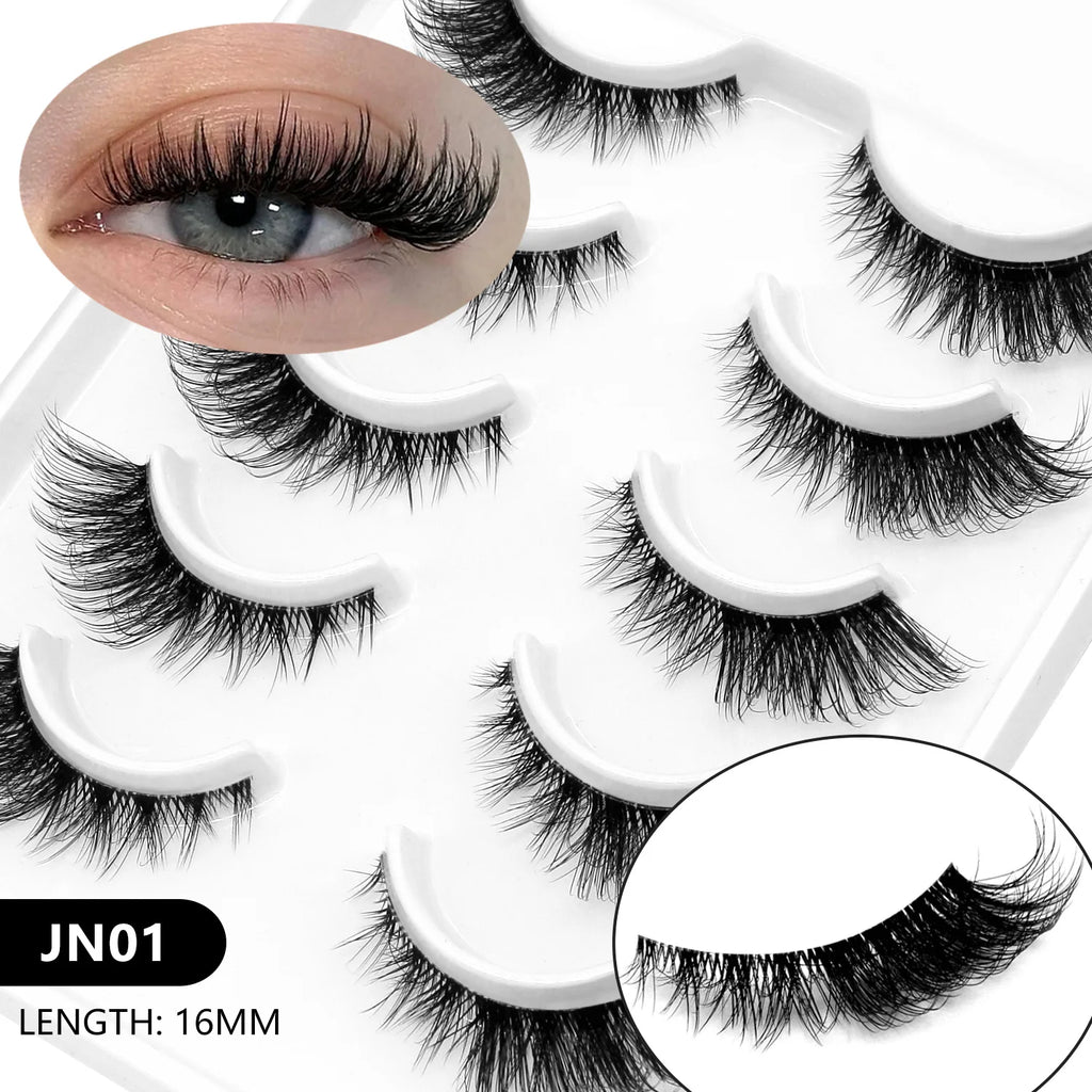VELTRINAY Fake Lashes Mink Lashes Plush 3D False Eyelashes Clear Band Accent Cat Eye Lashes False Lashes Makeup