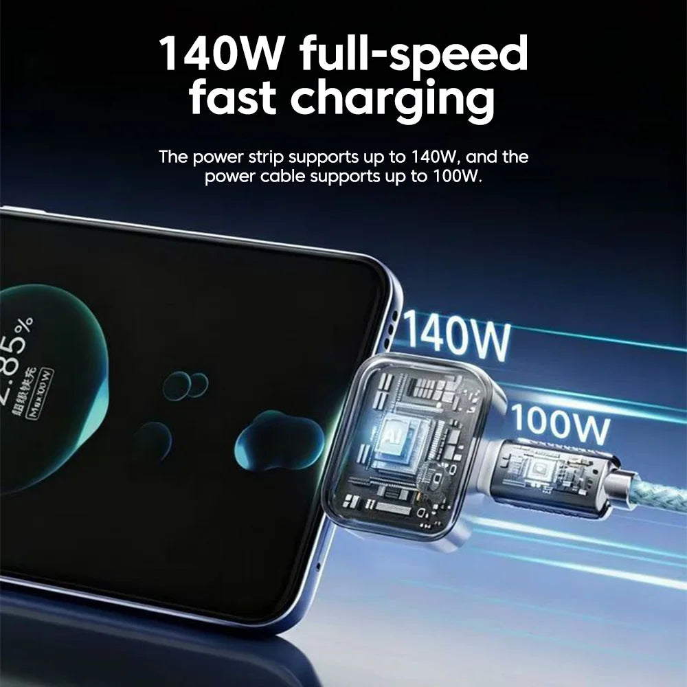 Type C Charging 140W Smart Full Charge Self-Cut Adapter Auto Disconnect for Night Charging Overcharge Prevention Separator