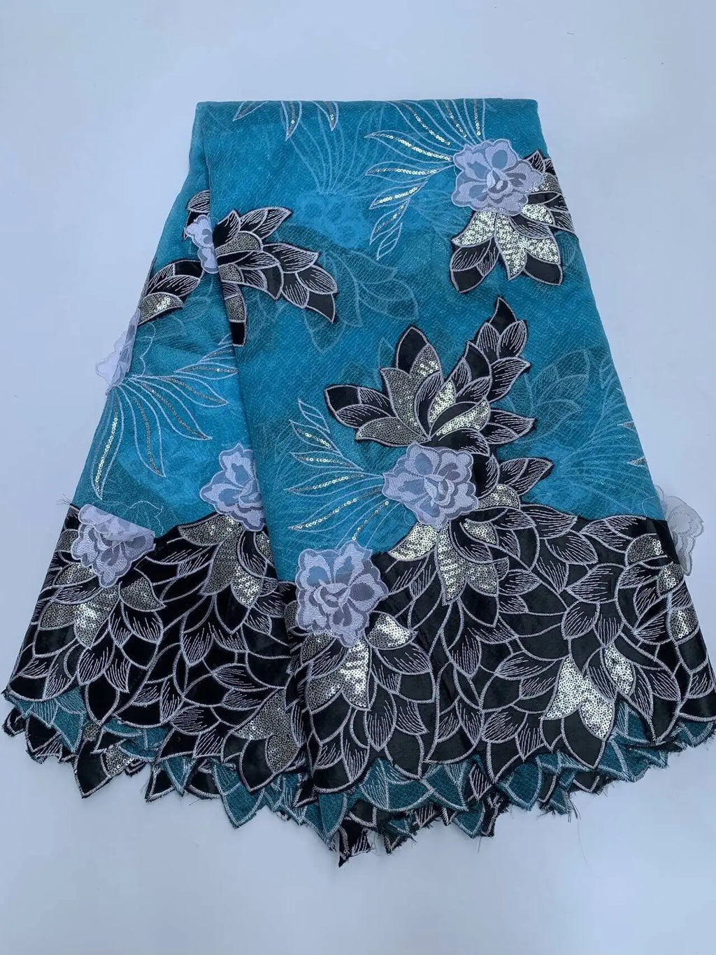 2026 High-Quality African Nigerian Tulle Lace Fabric Sequins Embroidery French Guipure Luxury Prom Party Dresses Beaded 5 Yards