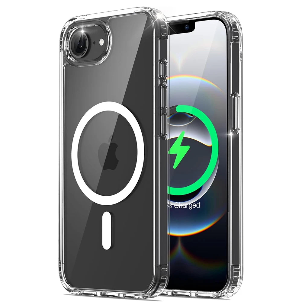 Strong Magnetic Magsafe Case For iPhone 16e 16 15 14 13 12 11 Pro Max Plus Mini Hybrid Hard Clear Silicone Back Shell Cover