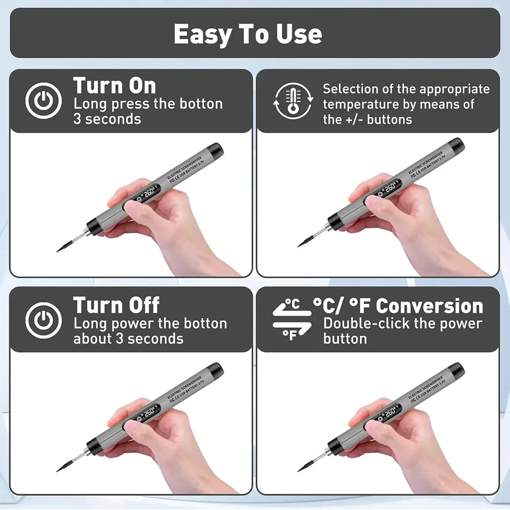 C200 USB Portable Electric Soldering Iron Kit Optional LED digital display Three Adjustable Temperature 300-420℃ Welding tools