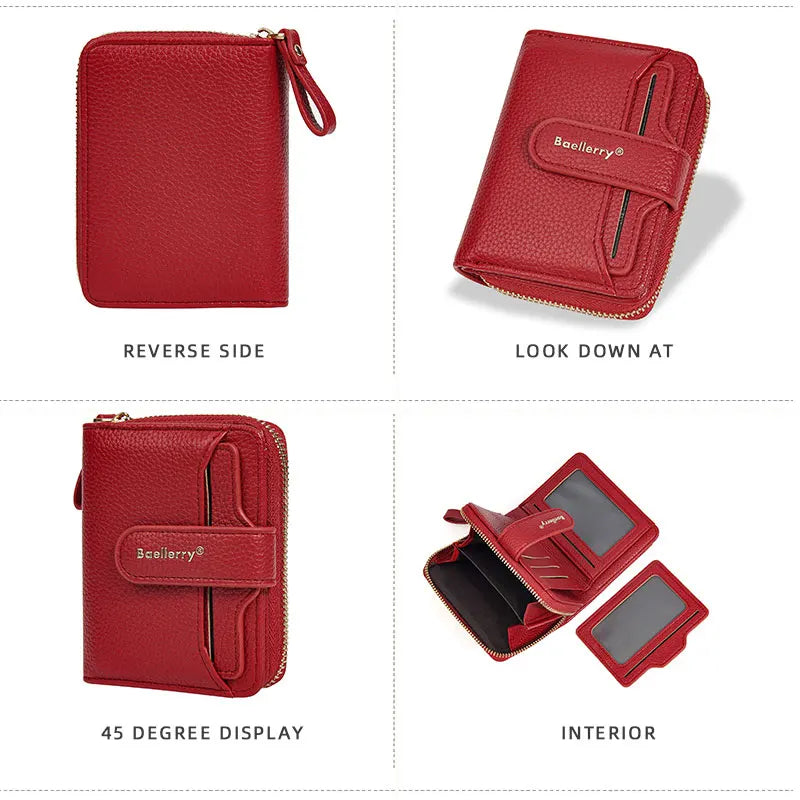 New Short Women Zipper Wallets Large Capacity Card Holder Brand Female Purses Quality Coin Pocket Photo Holder Wallet For Girls